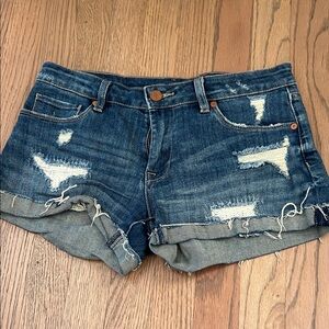 Blank NYC Blue Distressed Jean Shorts